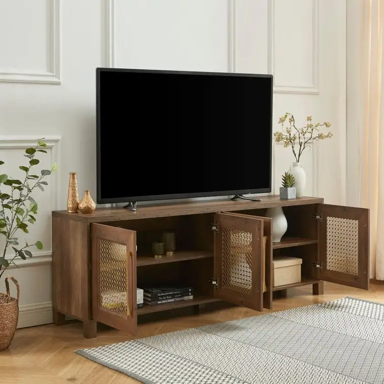 69.5 Wood TV Stand Media Console Entertainment Center