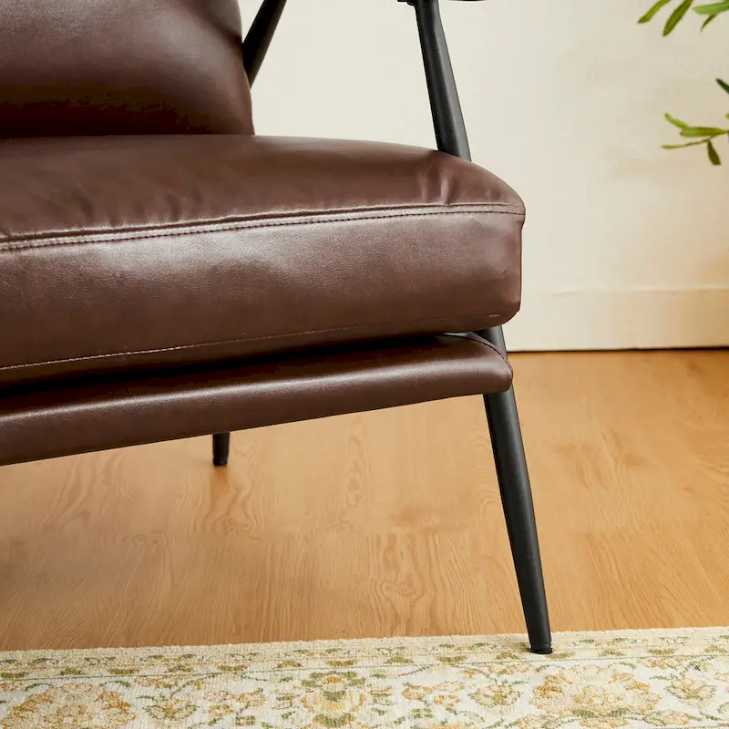 Glitzhome 28 W Mid-century Modern Soft PU Leather Accent Armchair - 28  W x 31  D x 30.75  H