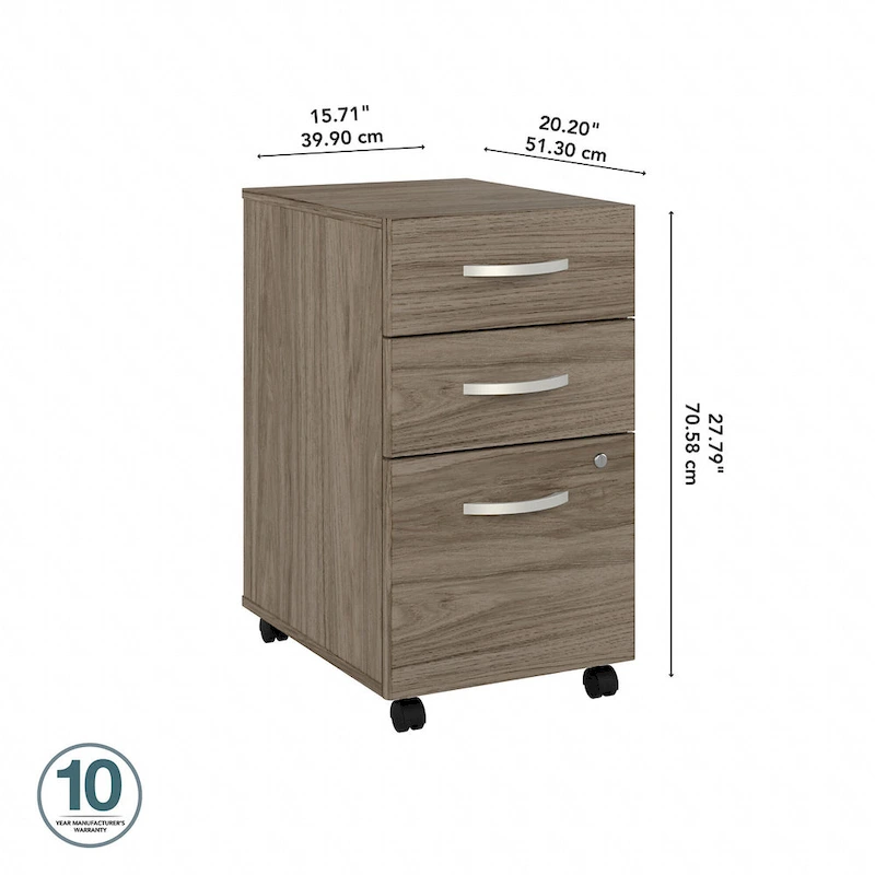 Hybrid 3 Drawer Mobile File Cabinet by Bush Business Furniture