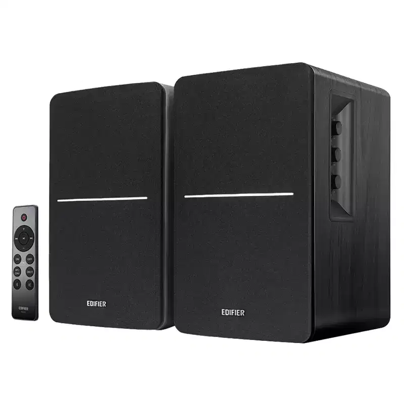 42-Watt-Continuous Bluetooth R1280DBs Powered Bookshelf Speaker Set with 4-In. Woofers, Dual RCA Inputs, Sub Out, and Remote, Pair