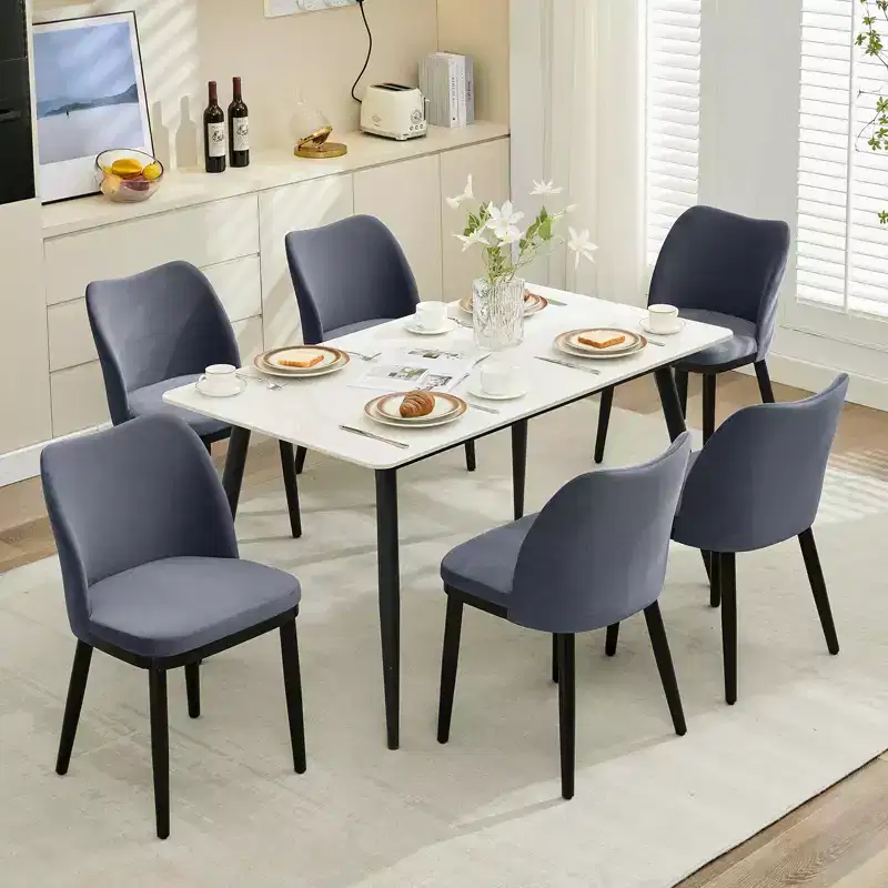 6-Piece dining chair set with soft cushions & sturdy wooden legs. Ideal for dining rooms, kitchens, living rooms - dark grey