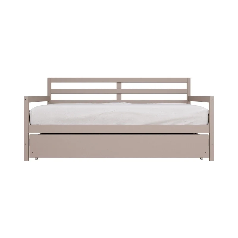 White/Walnut/Black/Light Oak/Antique Grey Railing-Style Twin Daybed with Trundle