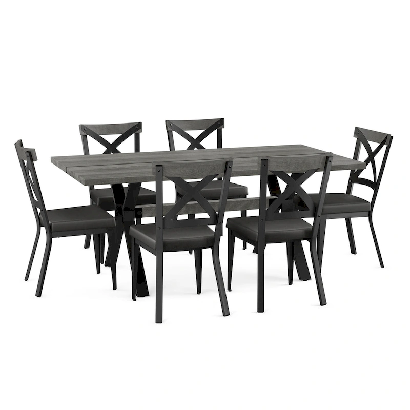 Amisco Leonie Wood Table and Snyder Chairs 7-Pieces Dining Set