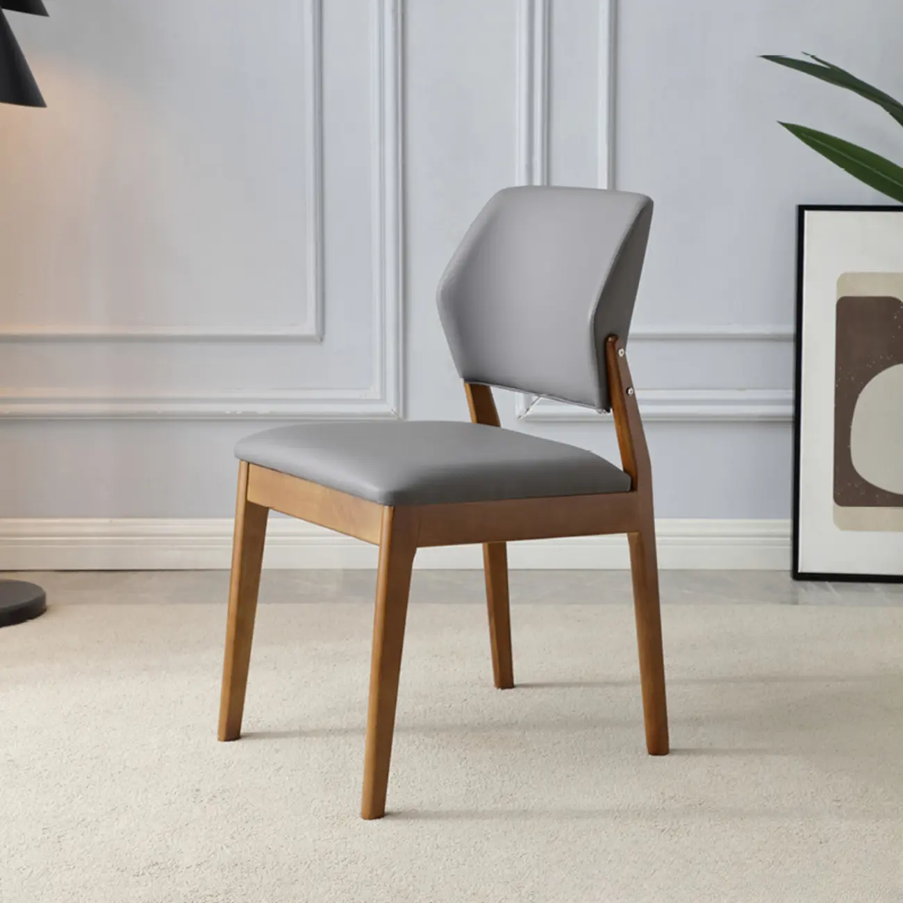 Scandinavian Faux Leather Low Back Dining Chair