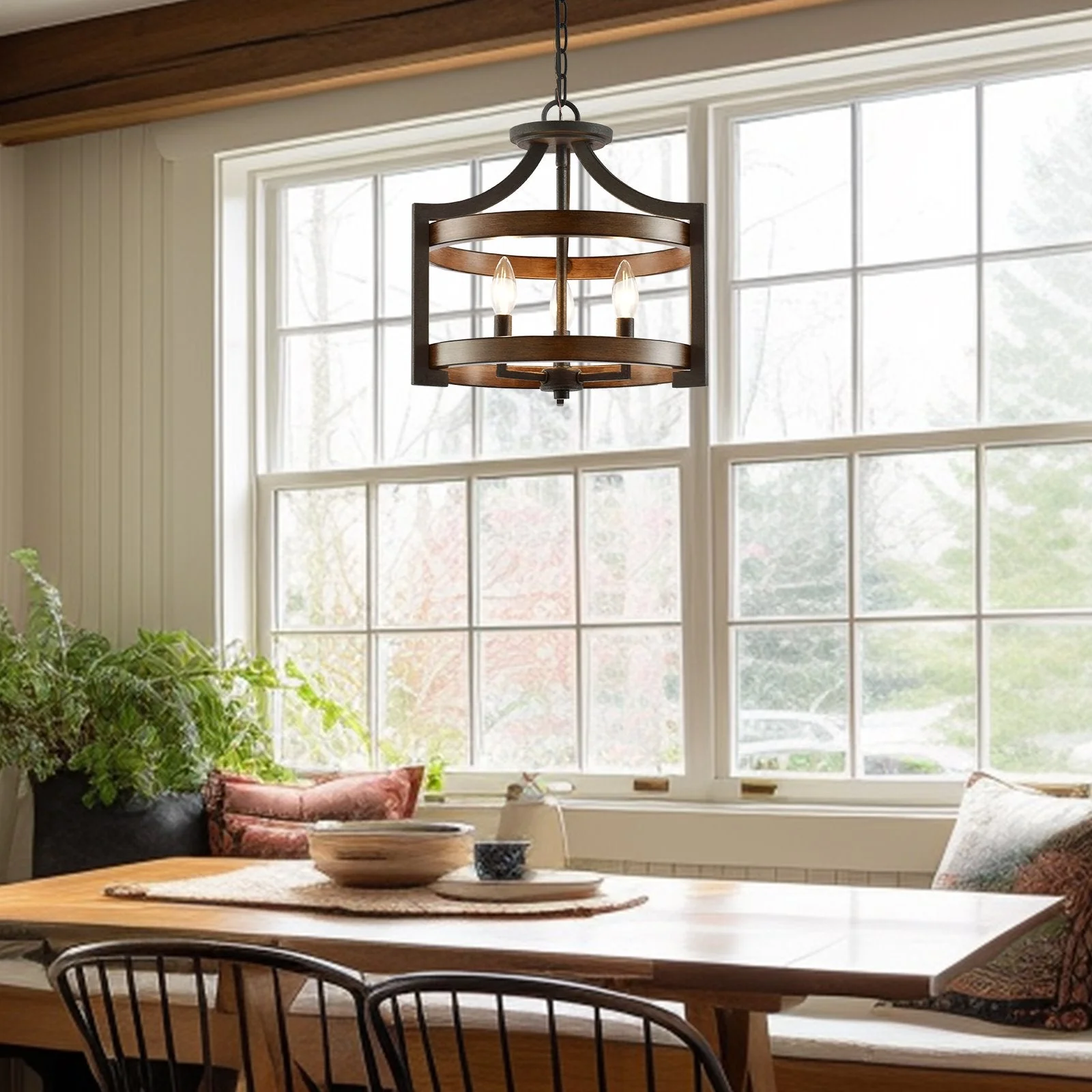 Woodrow 15 3-Light Industrial Farmhouse Semi Flush Convertible Pendant Light