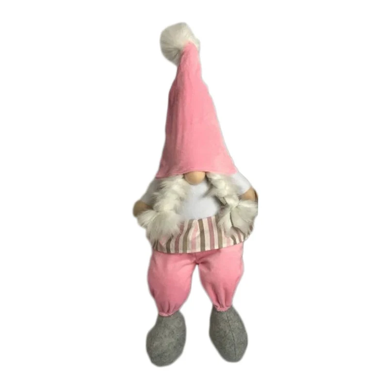 HomeRoots 30  Pink and White Fabric Sitting Gnome - 12.5' X '29.9' X '16.5