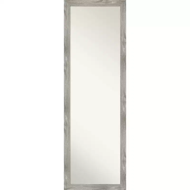 17" x 51" Non-Beveled Dove Gray Wash Square Full Length on The Door Mirror - Amanti Art: Polystyrene Frame, Wall or Door Mounted