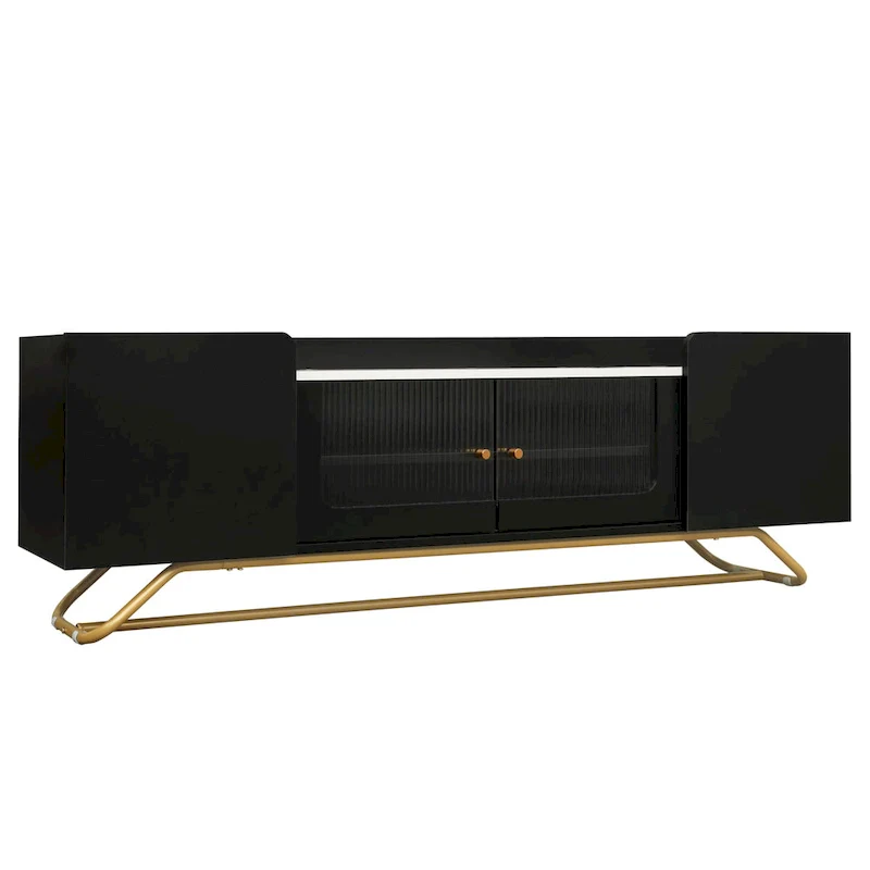 TV Console Table with Gold Frame Base