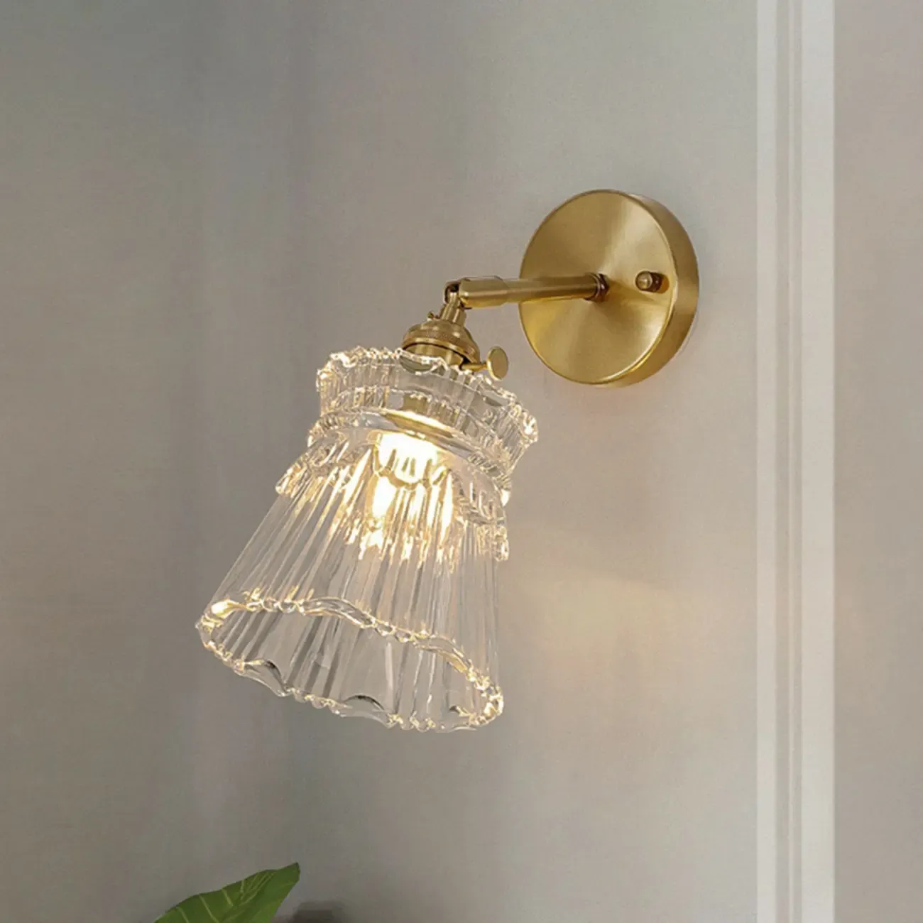 Transparent Vintage Swing Arm Wall Light for Bedroom Use
