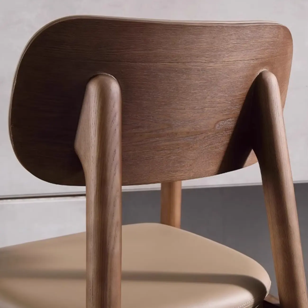 Square Four Legs Black Wood Leather Bar Stools