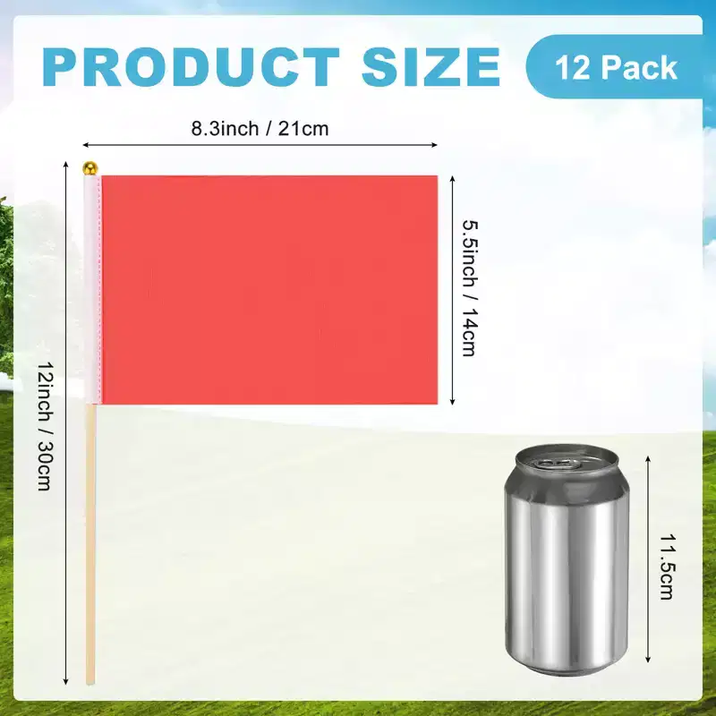 Unique Bargains Mini Sublimation Polyester Hand Held Plain Flags 12 Pcs