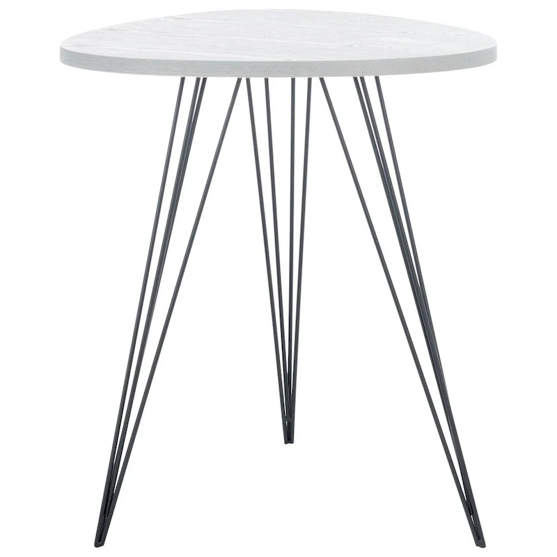White and Black Lacquer Side Table with Hairpin Legs - 20W x 20D x 24H