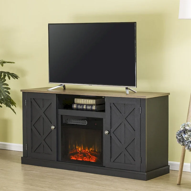 54 in. TV Stand Console for TVs up to 60 in. with Electric Fireplace - 54 in Width