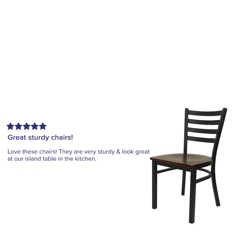 Ladder Back Metal Restaurant Chair - 16.5W x 17D x 32.25H - 16.5W x 17D x 32.25H
