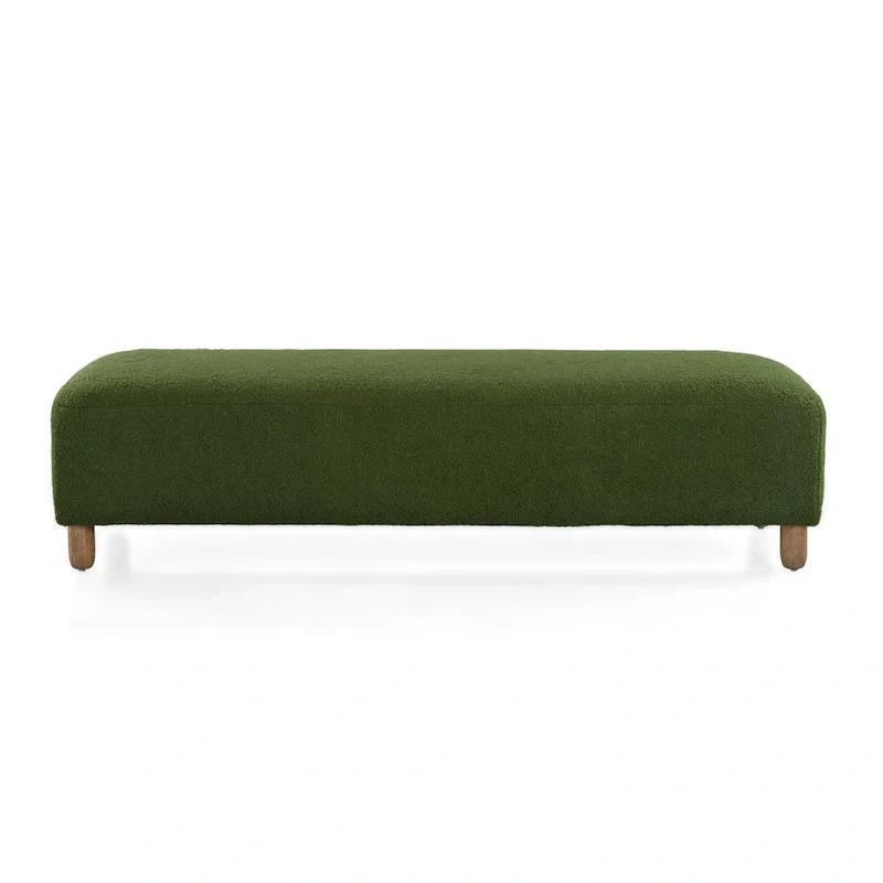 Fabric Upholstered Ottoman Bench with Wood Frame
