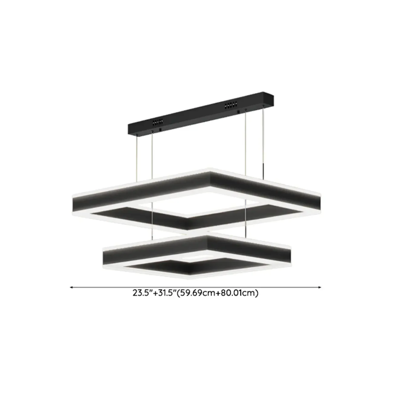 Modern 3-Tier Linear Square Dimmable LED Chandelier