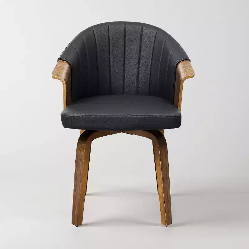 Art Leon Mid Century Modern Swivel Dining Chair with PU Leather and Poplar Legs