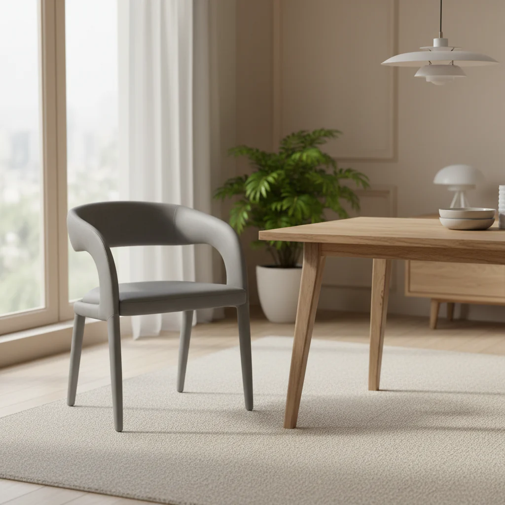 Modern Grey Leatherette Dining Chair
