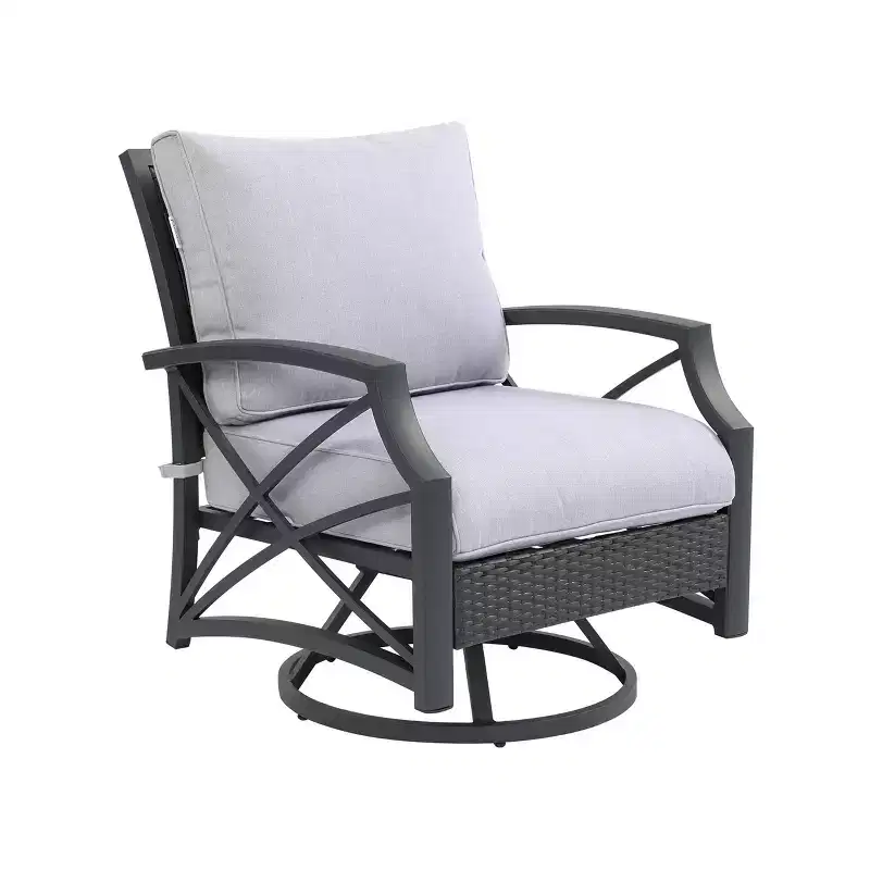 Kinger Home Swivel Patio Chairs, Rattan Wicker Outdoor Swivel Chairs with Thick Removable Cushion, All Weather Rust Free Patio Dining Chairs