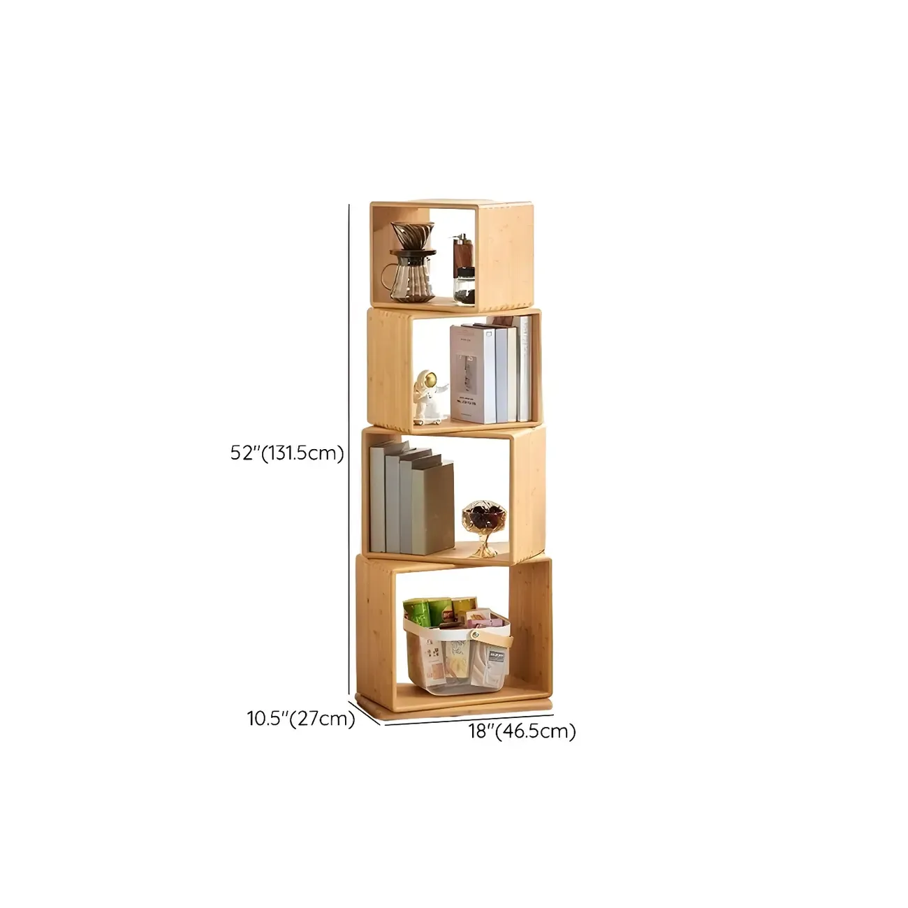 4-Tier Modern Wooden Open Cube Display Bookcase