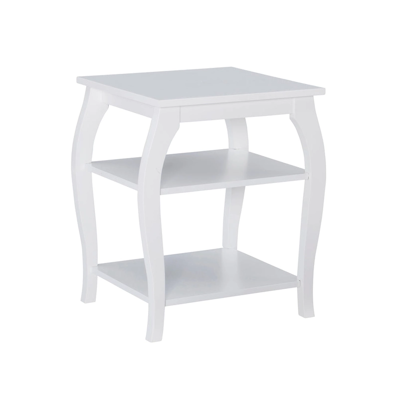Ingrid Wood Farmhouse Side Table with 2 Shelves