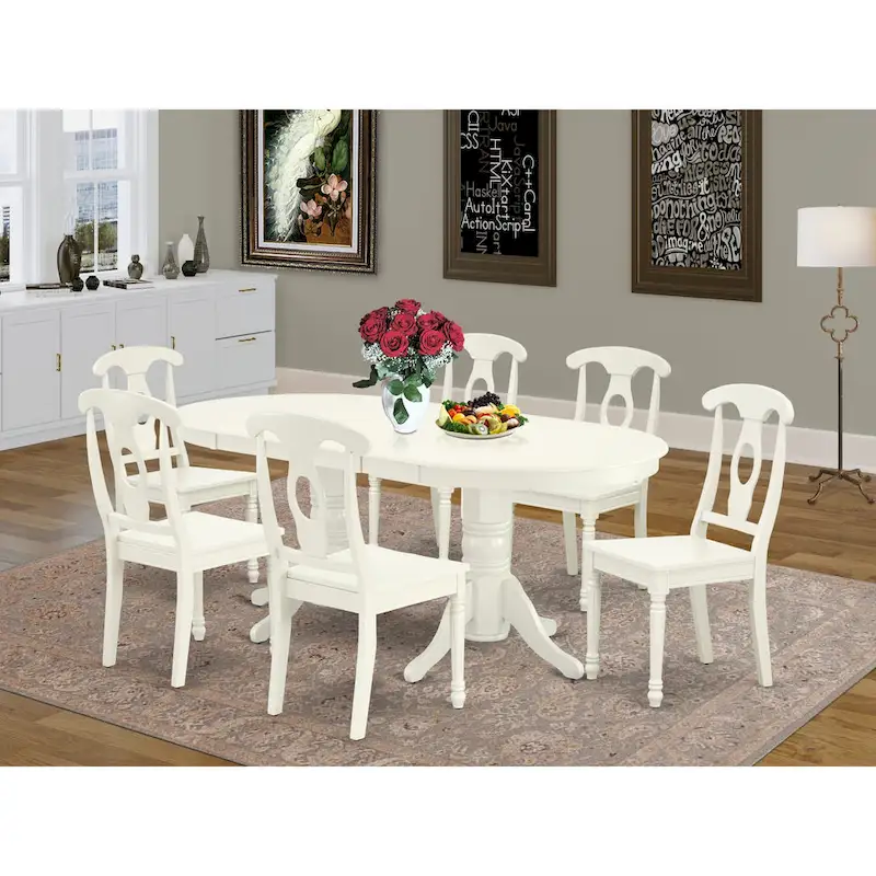 Oval Dining Table and Kitchen Chairs, Linen White