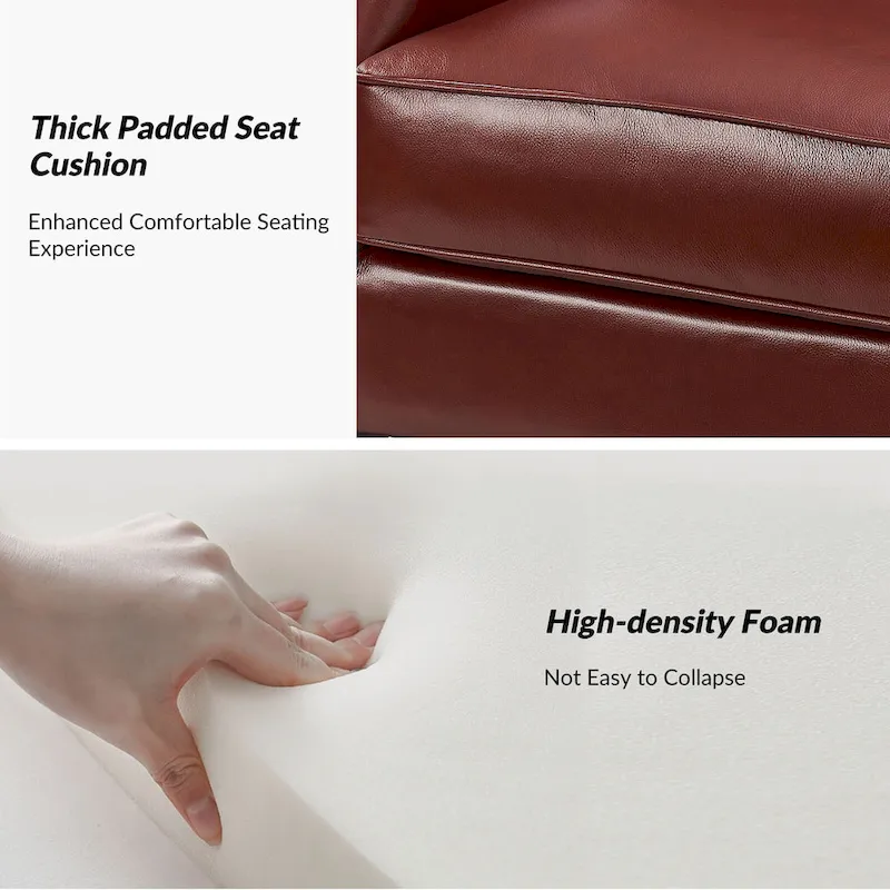 Xaver Traditional Genuine Leather Armchair With Solid Wood Legs by HULALA HOME