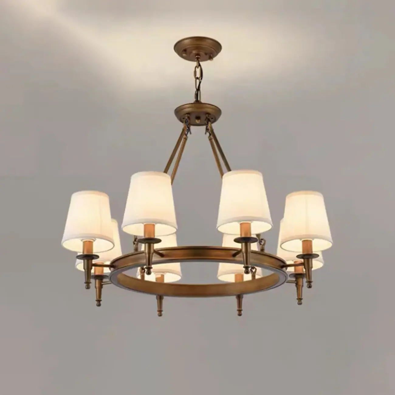 America Country Ring Fabric Lampshade Black Chandelier