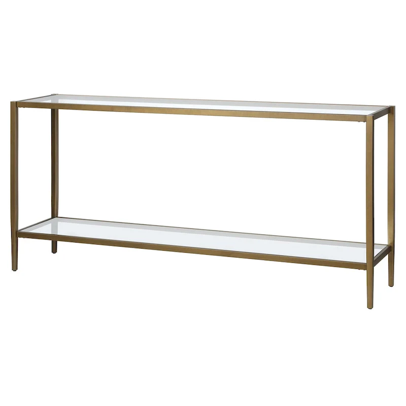 Hera 64 Wide Rectangular Console Table with Glass Shelf - 64 Wide
