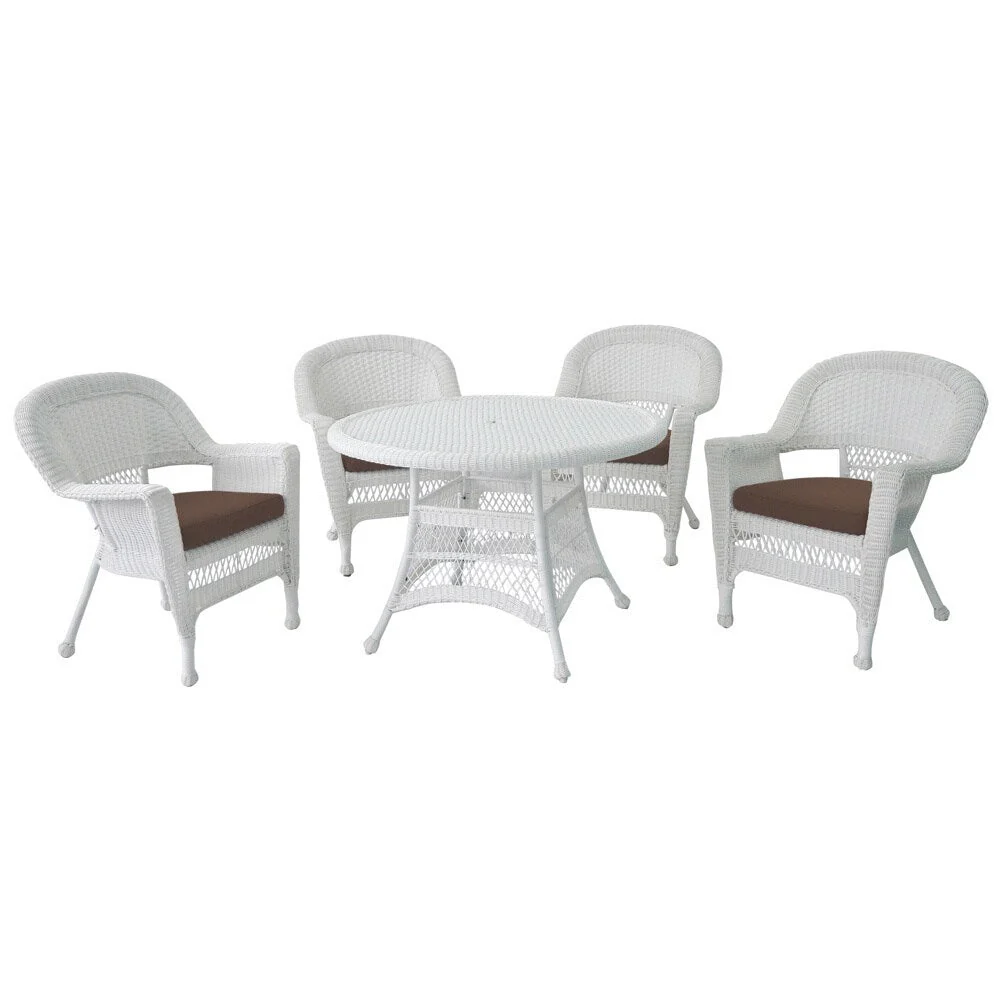 5-piece White Resin Wicker Dining Set