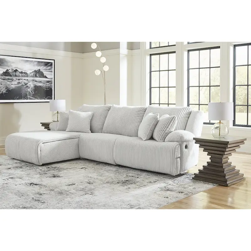 Corduroy Reclining Sectional Sofa with Chaise - 3-Piece Set