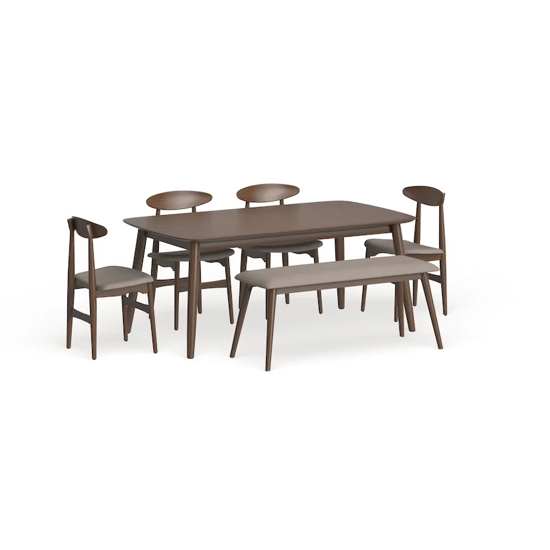 Rectangular Oak 6-Seat Mid-Century Dining Set