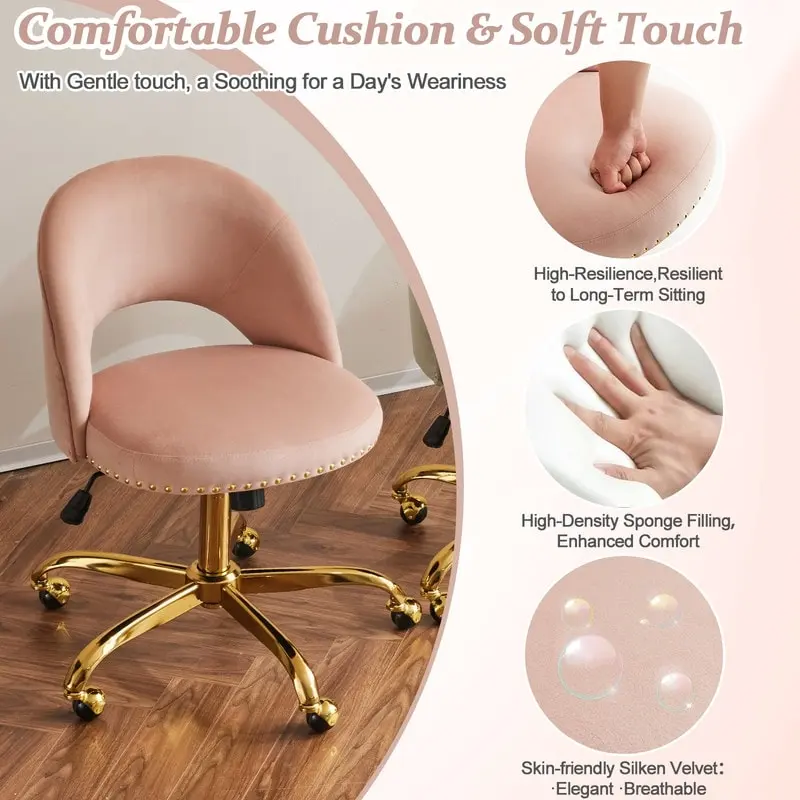 Office Chair Velvet Desk Chair Swivel Armchair Cute Modern Fabric Home Office Desk Chairs with Wheels