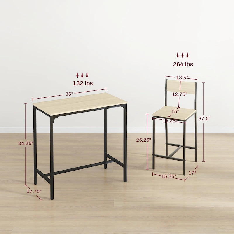 Carbon Loft Padrad Industrial Counter Height 3-piece Dining Set