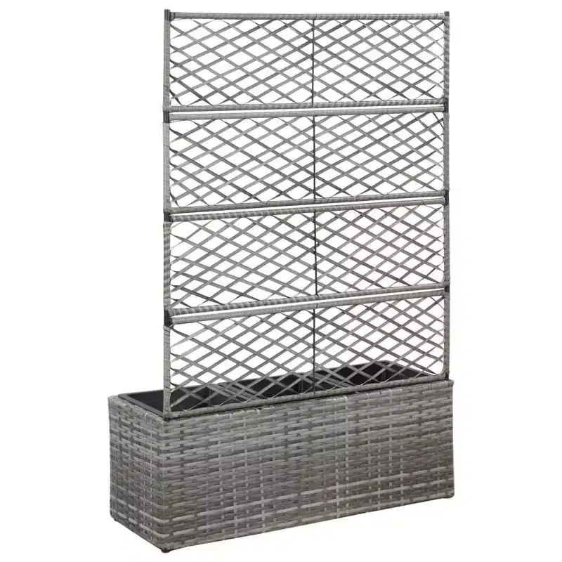 vidaXL Raised Bed Grey Poly Rattan, Plastic 32.7x11.8x51.2 in Planters