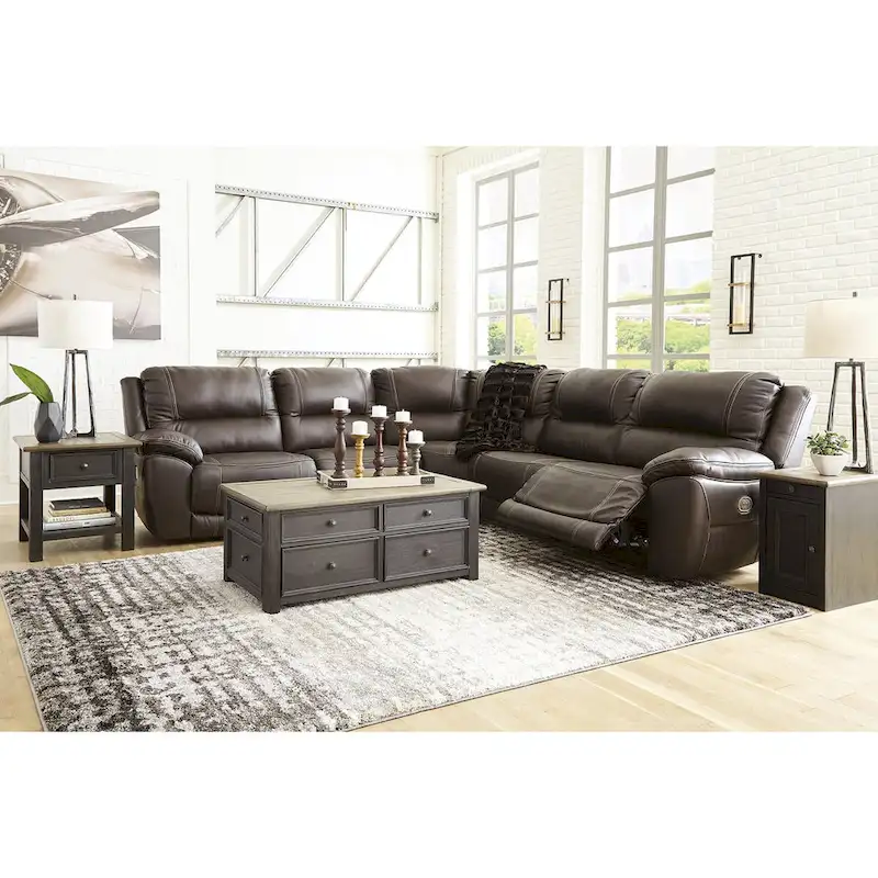 Signature Design by Ashley Dunleith Brown 5-Piece Power Reclining Sectional - 123W x 123D x 43H