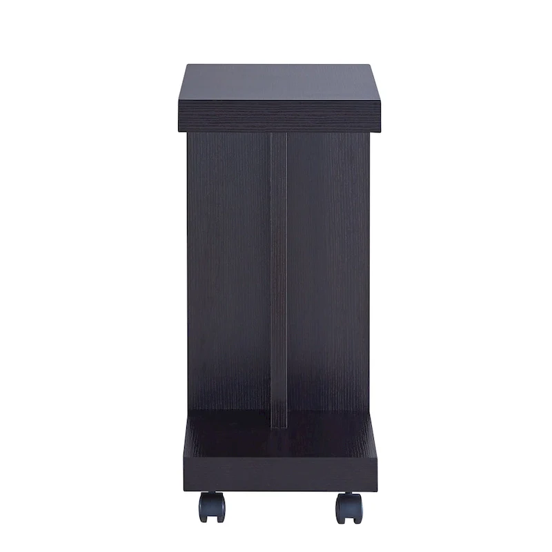 Modern Mobile 18-Inch Side Table with Locking Caster Wheels & Bottom Shelf