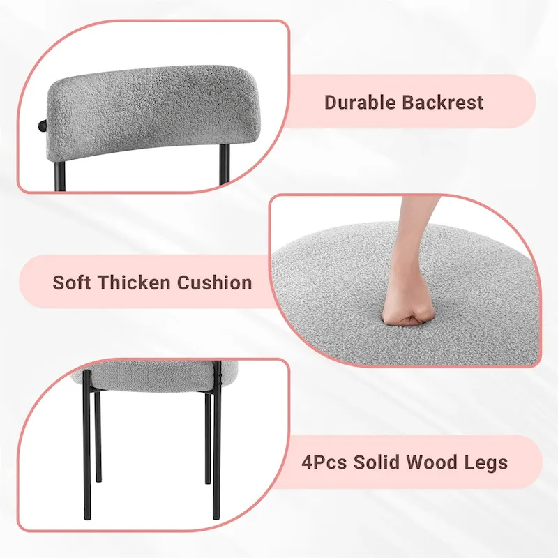 Upholstered Modern Mid Century Round Dining Chairs - Set of 2