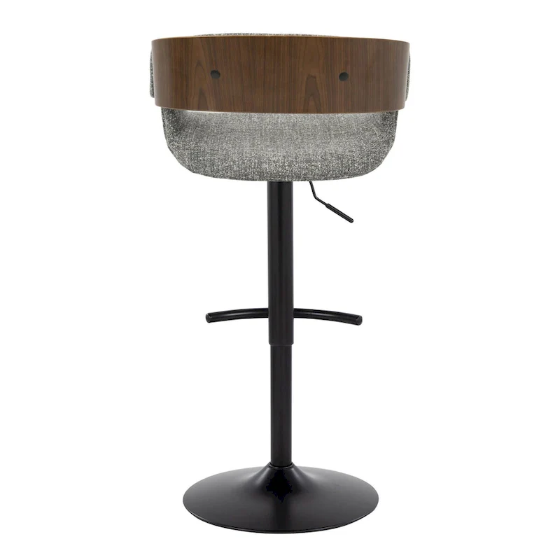Adjustable Swivel Bar Stool - Grey/Cream Fabric - Single Seat