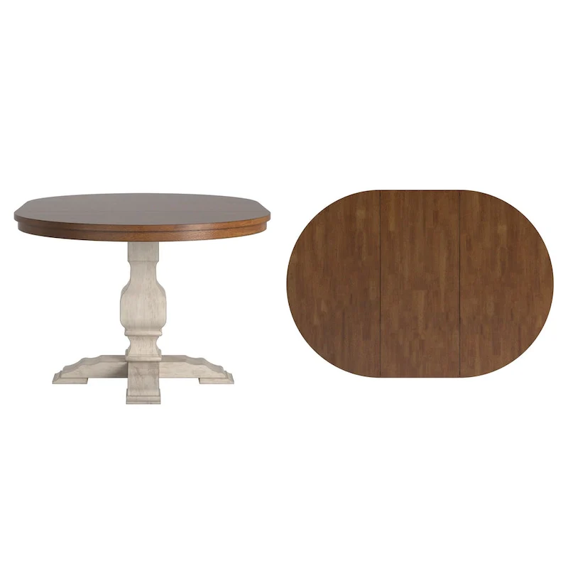 Ronda Two-Tone Oval Solid Wood Top Extending Dining Table
