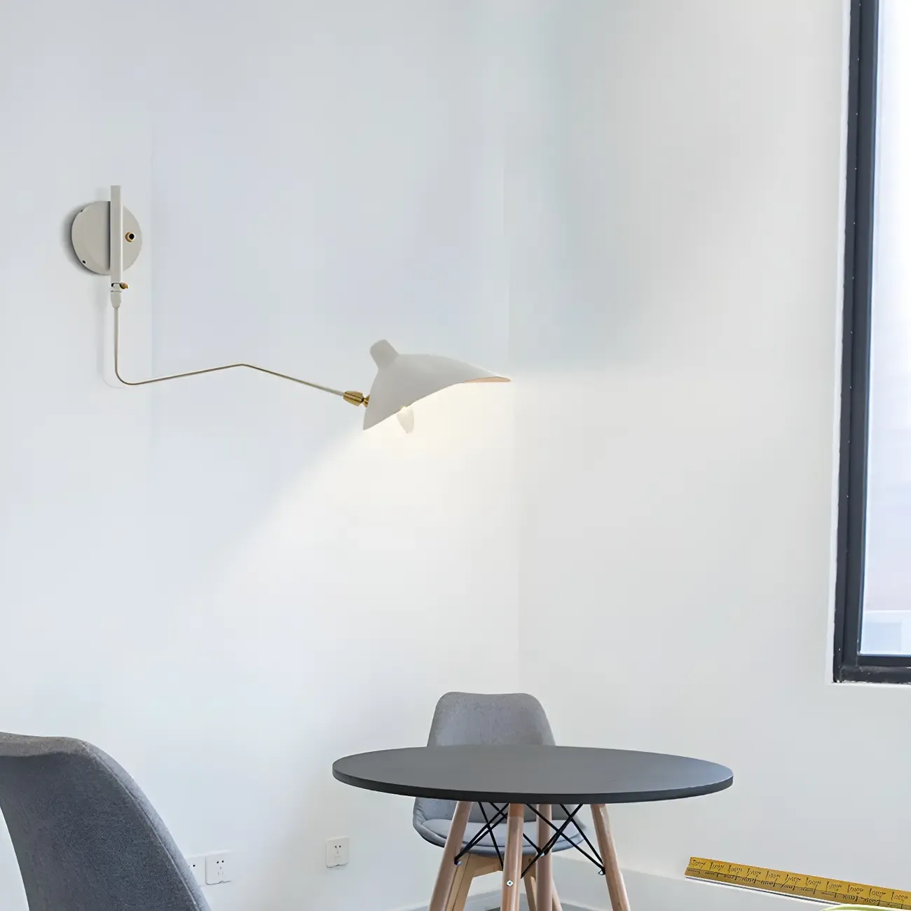 Modern 2-Light White Dual-Arm Swing Arm Wall Light