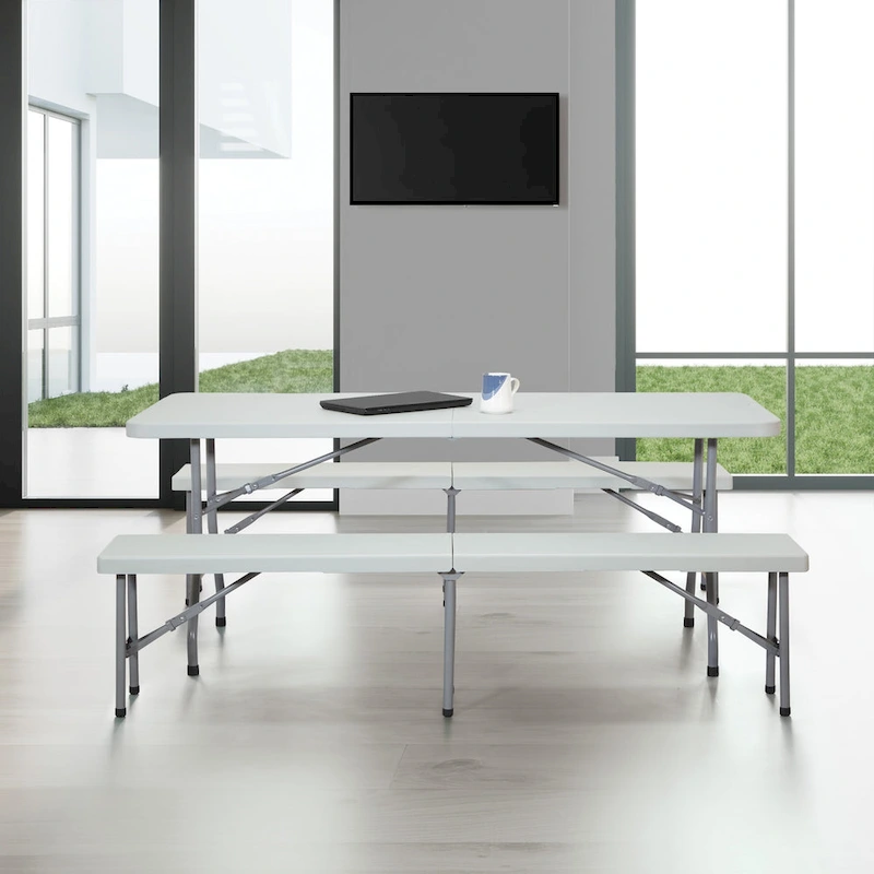 3 Piece Folding Table and Bench Set