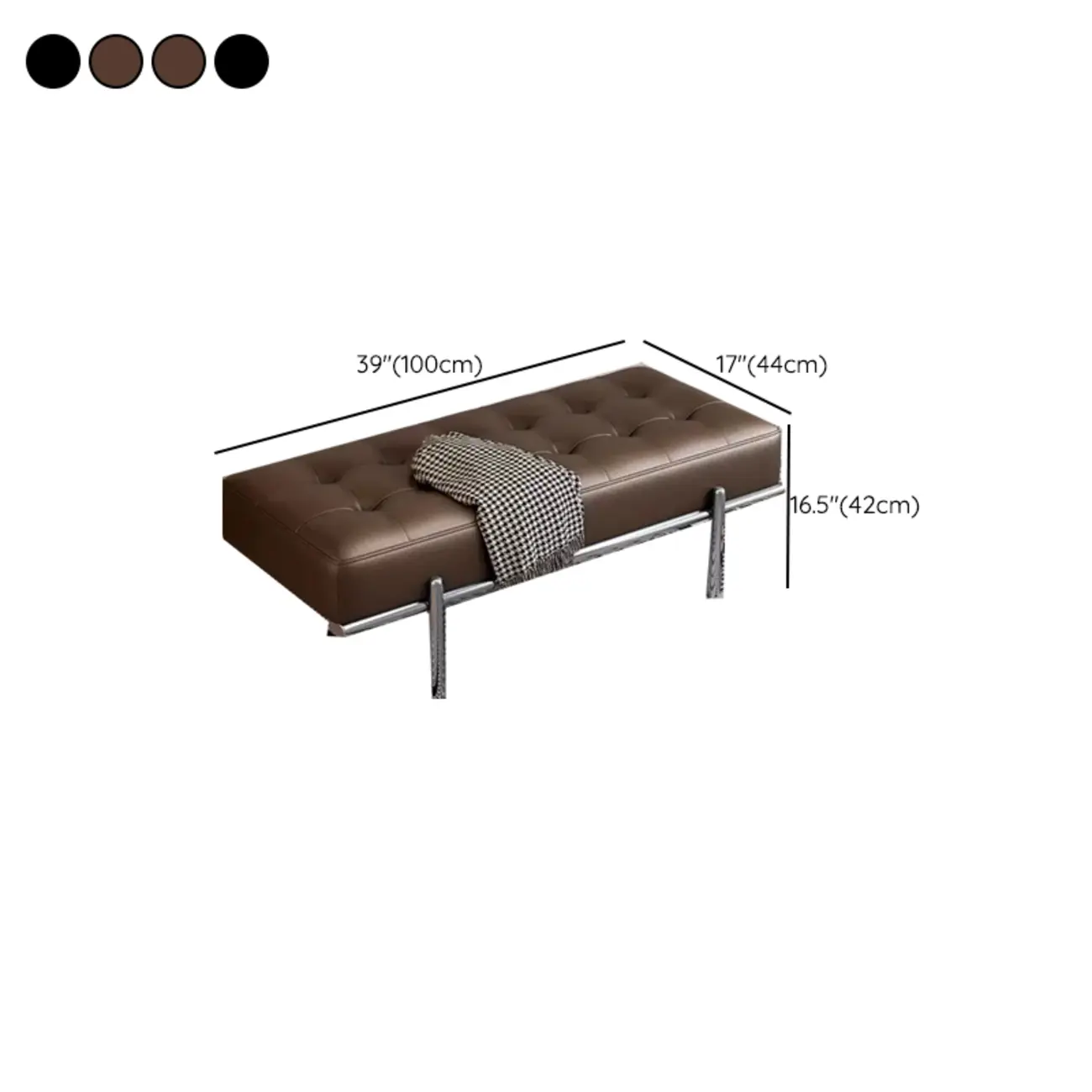 Modern Leather Upholstered Tufted Bedroom Bench