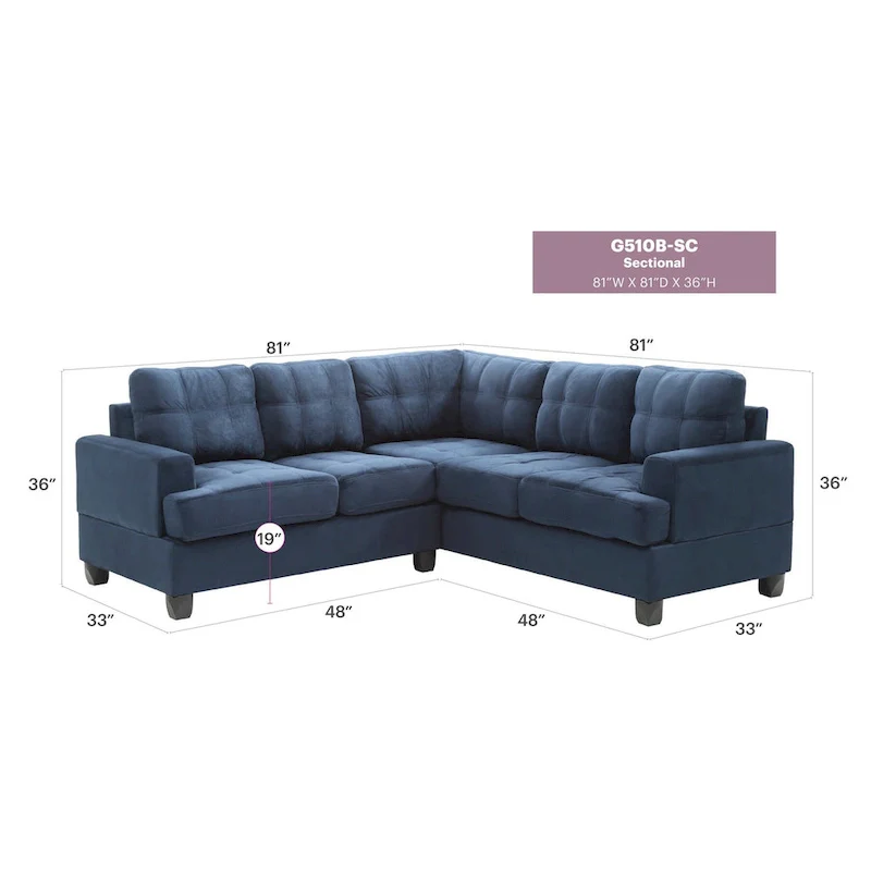 Sandridge 80 in. W 2-piece Microfiber L Shape Sectional Sofa - 80L x 80W x 36H