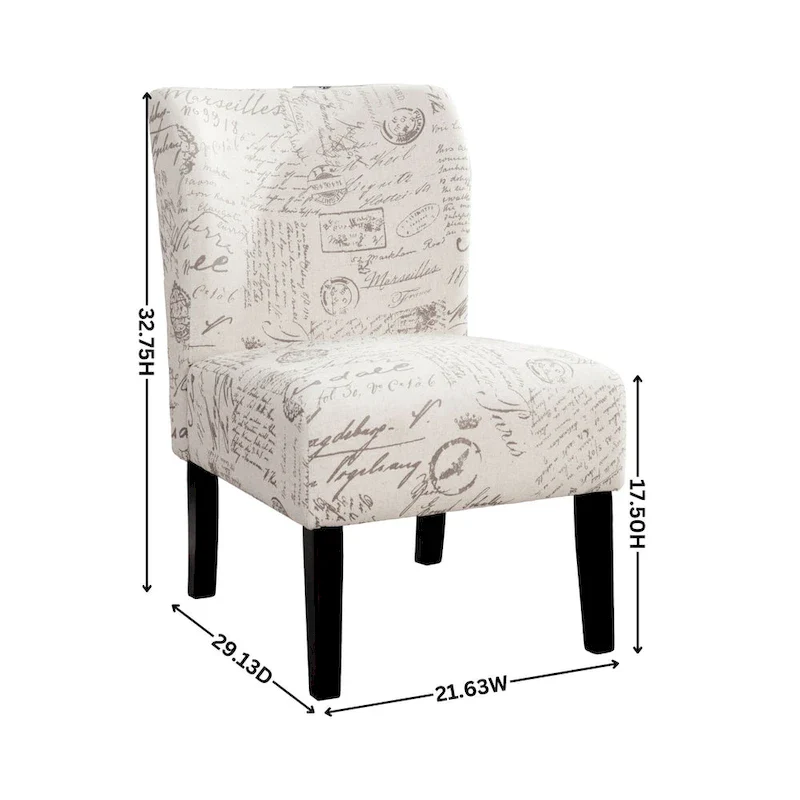 Upholstered Accent Chair with Wood Legs - White, Single Seat