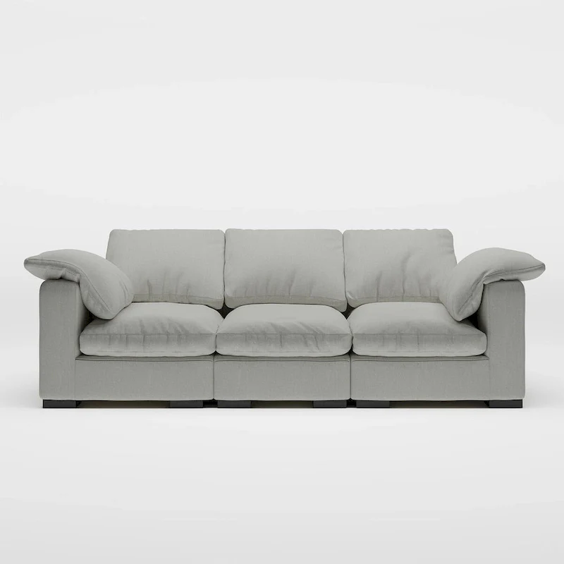 86.61 Modern Farmhouse Deep 3-Seater Sofa, Track Arm Couch, Linen Fabric Sofa