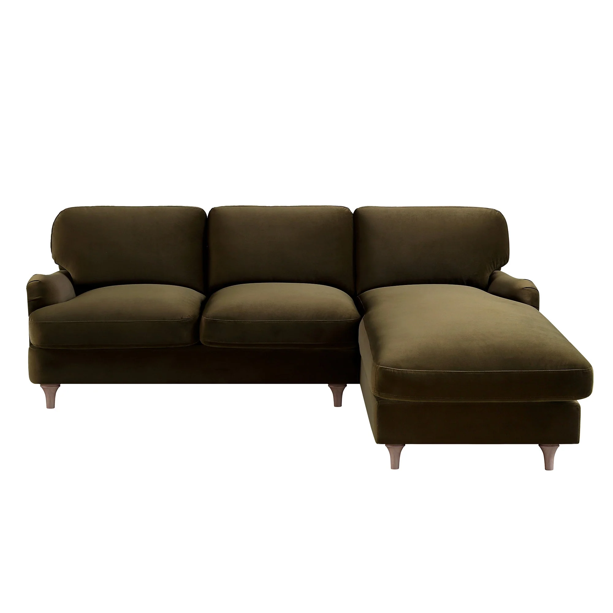 Seaweed Velvet Sofa, Grande Chaise Sofa Right Hand Facing