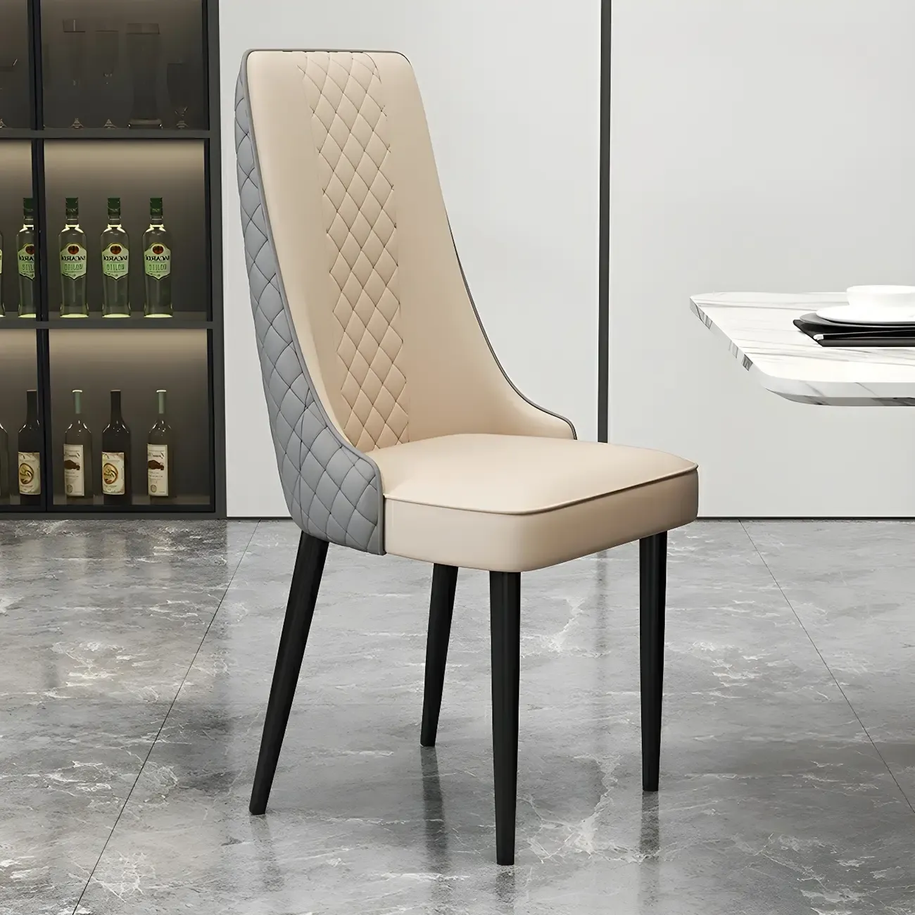 Modern Leather Full Back Upholstered Dining Chair