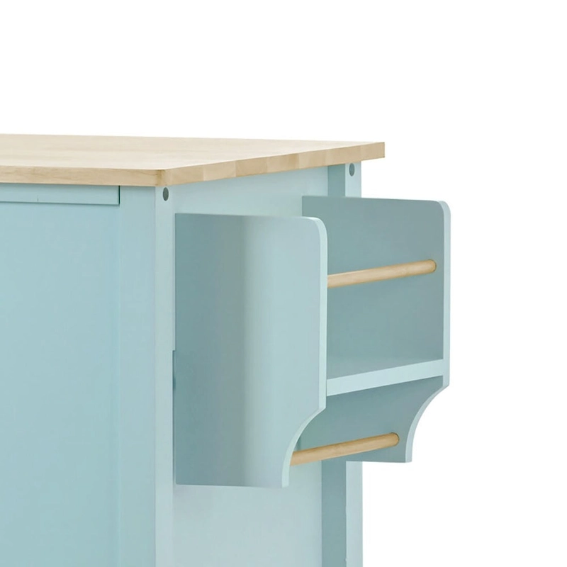 Classic Wooden Kitchen Island Cart with 2 Drawers, 2 Cabinets, a Towel Rack and a Spice Rack