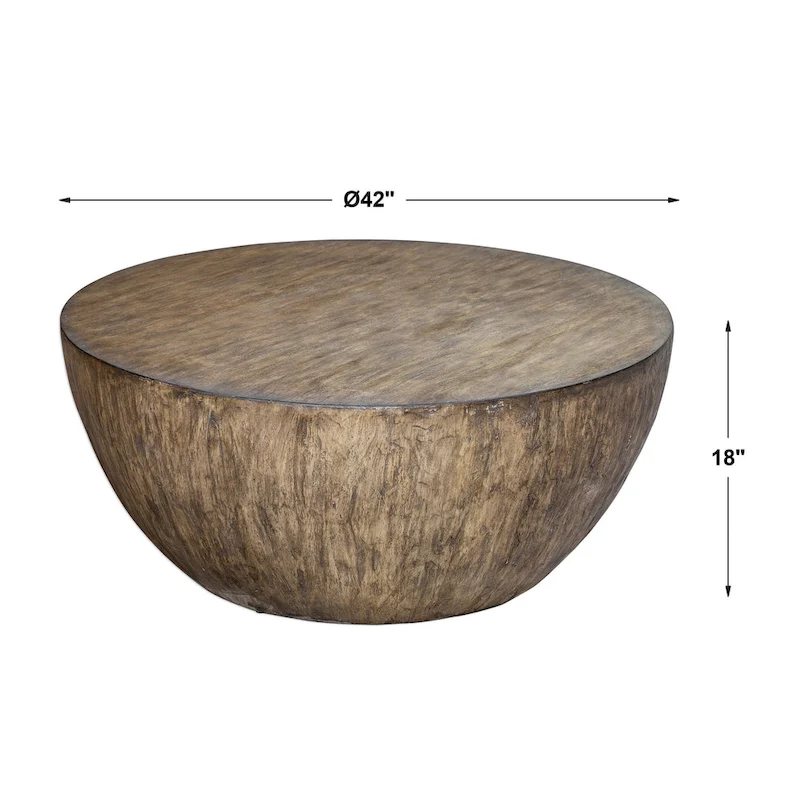 Uttermost Lark Aged Walnut Wood Round Coffee Table